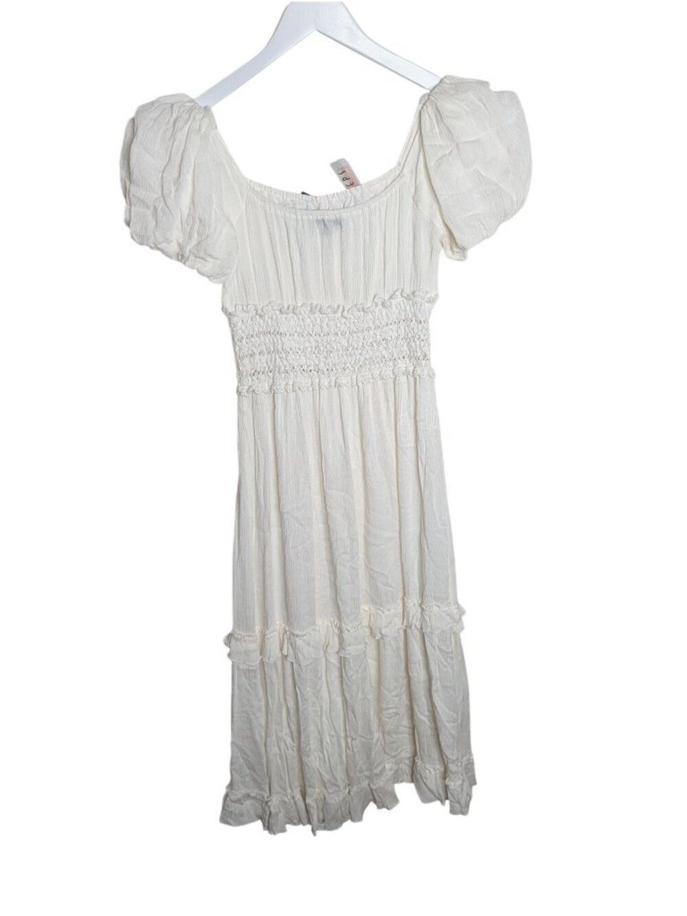 NEW Miss Avenue Cream Tiered Maxi Dress On Or Off Shoulder Size Small Boho - Picture 4 of 16